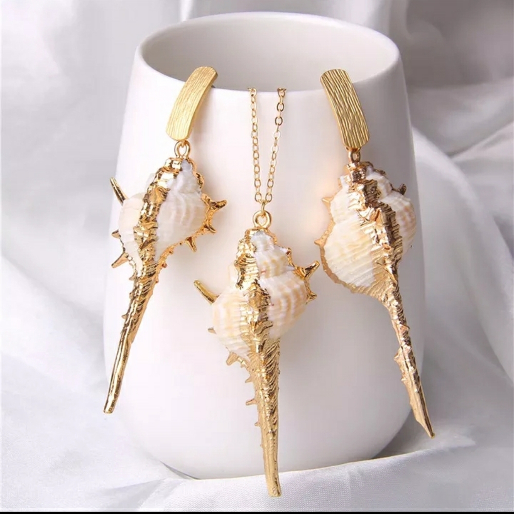SUMMER gold overlay shell jewelry set